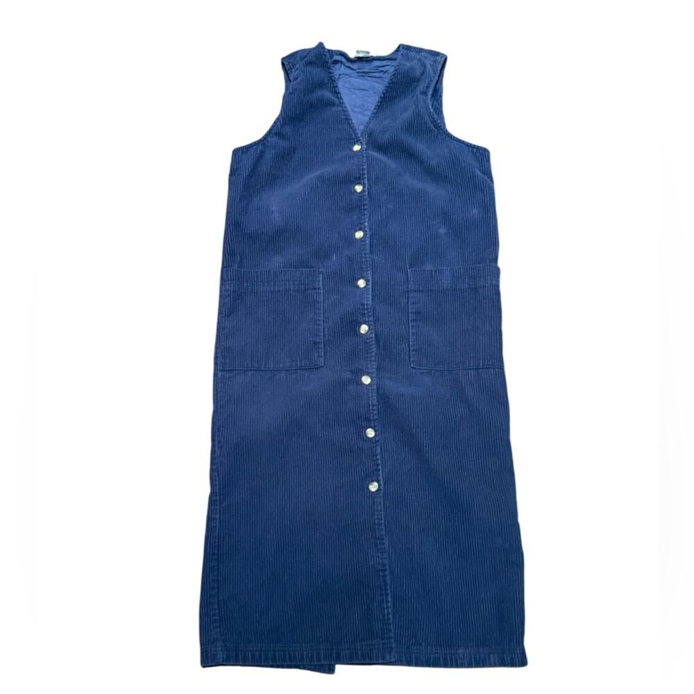 Vintage FADS Blue Corduroy Button-Down Dress Womens 6 Petite